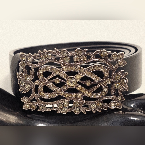 Liz Claiborne Genuine Leather Belt Wiith Elegant Rhinestone Rectangle Buckle New main image 5